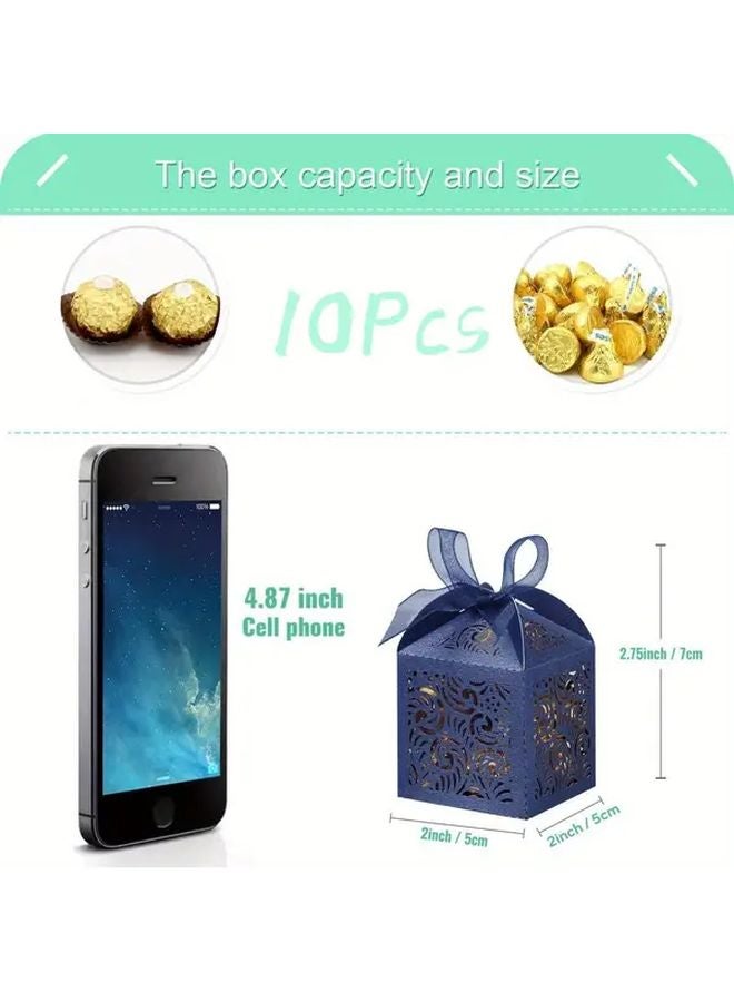 Blue Navy 10 قطعة من علب الهدايا الصغيرة المقطوعة بالليزر مقاس 2x2x2.75 بوصة لحفلات الزفاف - Image 4