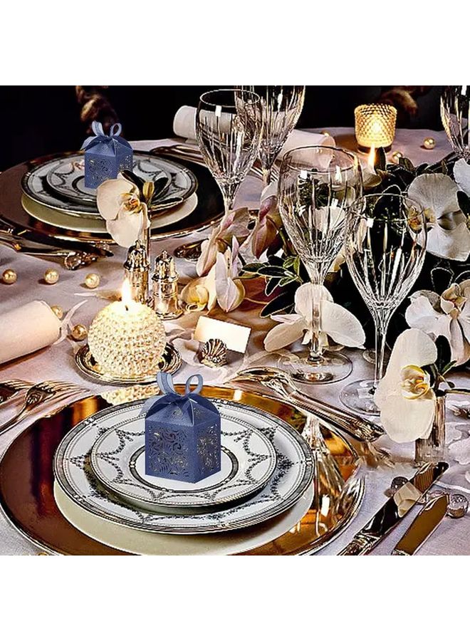 Blue Navy 10 قطعة من علب الهدايا الصغيرة المقطوعة بالليزر مقاس 2x2x2.75 بوصة لحفلات الزفاف - Image 5