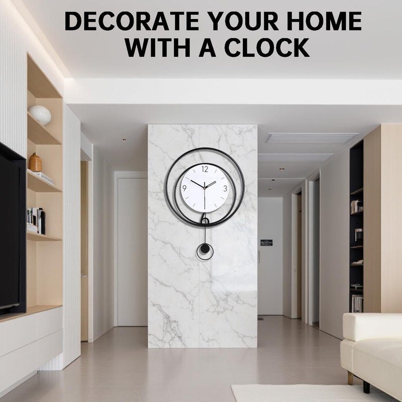 Dankeit Decorative Wall Clock, Silent Non-Ticking Quality Quartz Movement Battery Operated with Pendulum, Large Wall Clocks for Living Room Kitchen Home Bathroom Bedroom Wall Decor,13x17inch(White) - Image 5