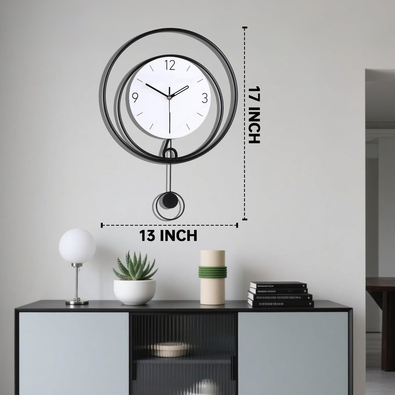Dankeit Decorative Wall Clock, Silent Non-Ticking Quality Quartz Movement Battery Operated with Pendulum, Large Wall Clocks for Living Room Kitchen Home Bathroom Bedroom Wall Decor,13x17inch(White) - Image 4