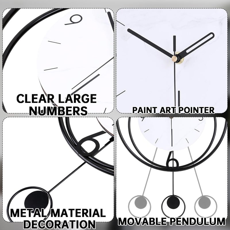 Dankeit Decorative Wall Clock, Silent Non-Ticking Quality Quartz Movement Battery Operated with Pendulum, Large Wall Clocks for Living Room Kitchen Home Bathroom Bedroom Wall Decor,13x17inch(White) - Image 2