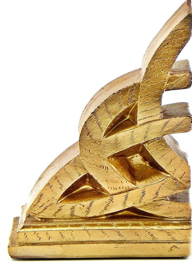 Bellaa 21787 Decorative Bookends Golden Celtic Knot Triquetra Irish Theme Mystical Design Endless Celts Symbol 8 Inch Book Ends - Image 4