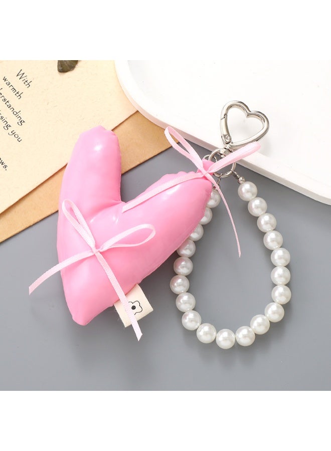 NIBEMINENT Phone Charm/ Chain Strap for Women Girls, Leather Love Bow Cell Phone Case Lanyard Wrist Strap,K4759/Pink - Image 1