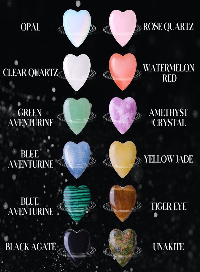 QYDCX 12 PCS Natural Heart Crystals Shaped Healing Stones Crystal Palm 0.8 inch Natural Stones Polished Love Gemstones Pocket Set Bulk Balancing Meditation Mother's Day - Image 3