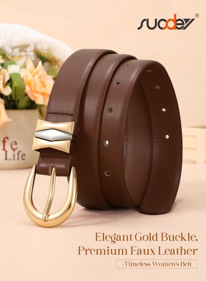 سوزدي أحزمة جلدية نسائية من SUOSDEY للجينز والسراويل والفساتين، أحزمة جلدية نسائية بإبزيم ذهبي - Image 4