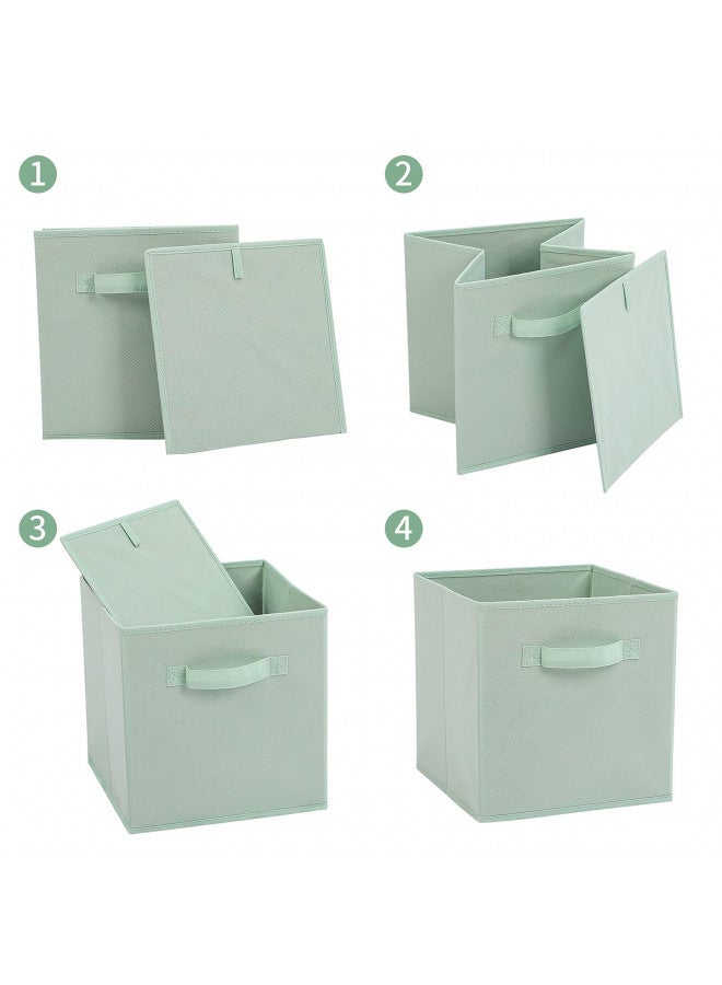 Stero Fabric Storage Bins 6 Pack Fun Colored Durable Storage Cubes with Handles Foldable Cube Baskets for Home, Kids Room, Closet and Toys Organization Cyan, Green, Yellow, Purple, Pink and Peachpuff - Image 2