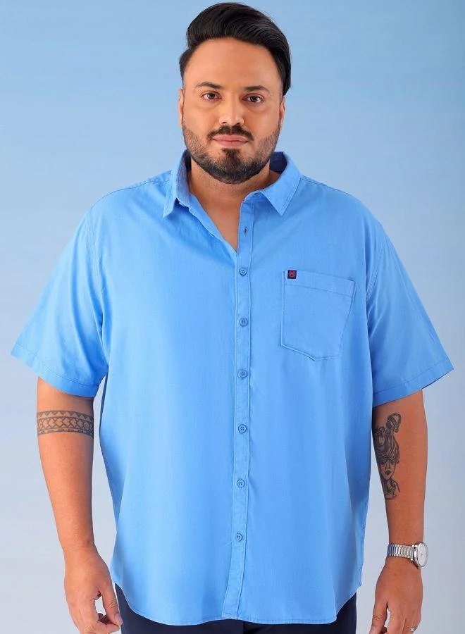 HARDSODA  Men Plus Size Regular Fit Solid Cutaway Collar Half Sleeves Casual Shirt for Men | Best Price UAE