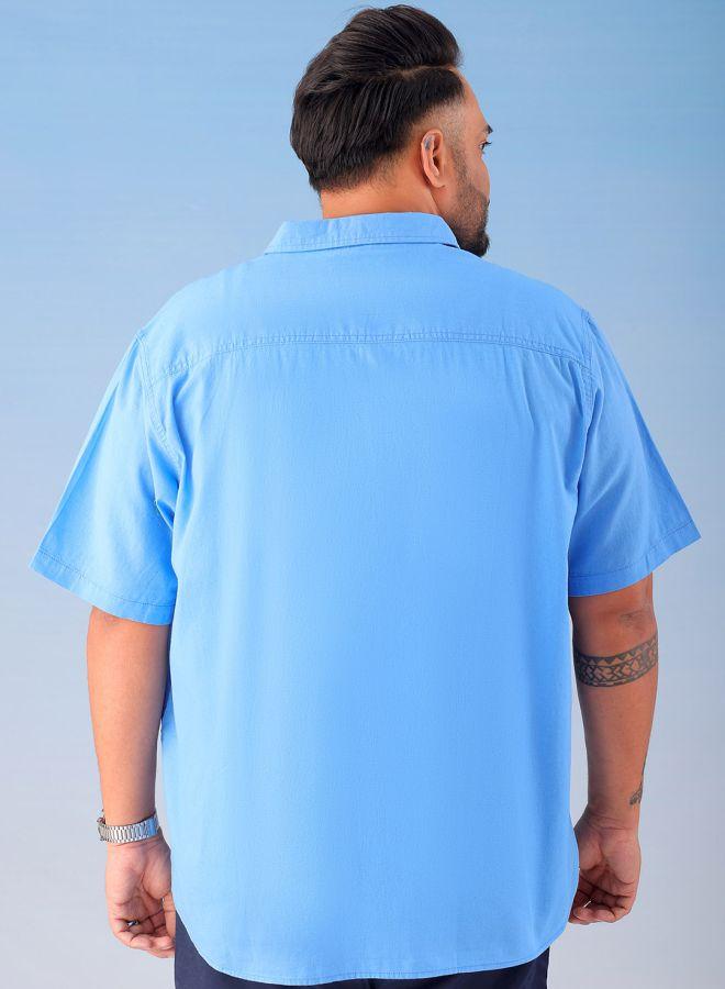 HARDSODA Men Plus Size Regular Fit Solid Cutaway Collar Half Sleeves Casual Shirt - Image 2