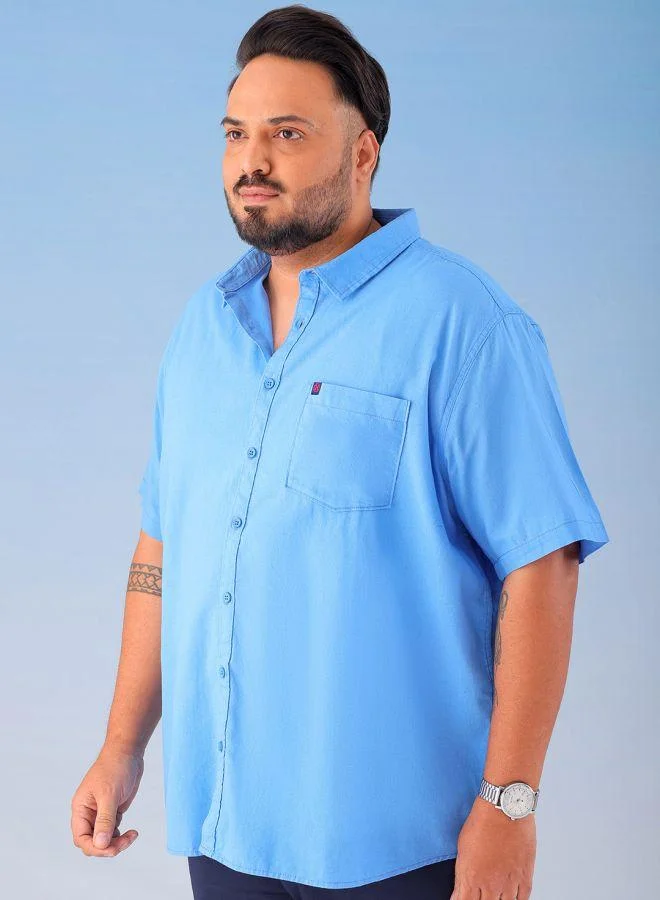 HARDSODA  Men Plus Size Regular Fit Solid Cutaway Collar Half Sleeves Casual Shirt for Men | Best Price UAE