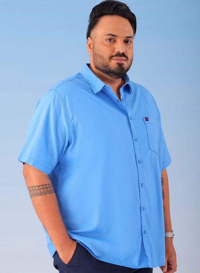 HARDSODA Men Plus Size Regular Fit Solid Cutaway Collar Half Sleeves Casual Shirt - Image 1