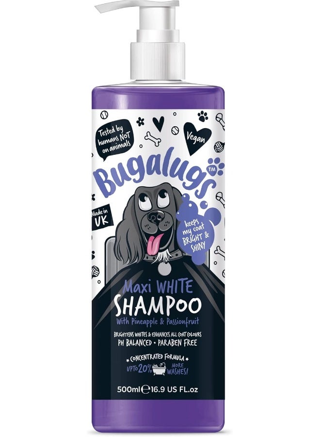 Bugalugs Maxi White Dog Shampoo 500ml with Pineapple & Passionfruit - Image 1