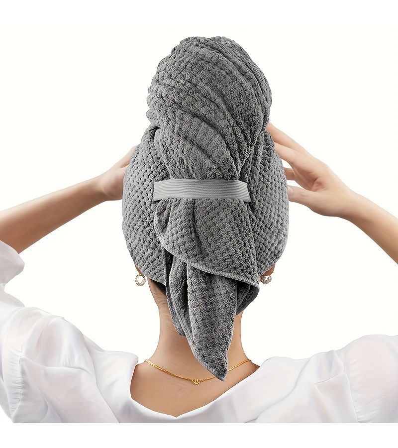 Women Quick Dry Microfiber Hair Towel Highly Absorbent Curly Hair Wrap Pink Unscented Home Bathroom High Absorbency Hair Care Cap - Image 4