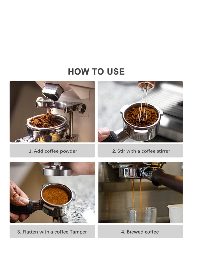 Excefore Espresso Hand Tamper 51mm,  2 Pack 304 Stainless Steel Espresso Tamper and Stirrer Set Coffee Calibrated Tamper with Excellent Quality Spring, Walnut Wood Espresso Machine Accessories - Image 3