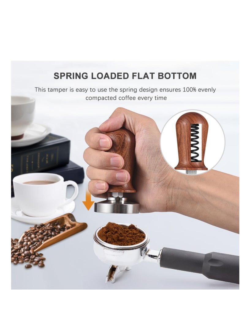 Excefore Espresso Hand Tamper 51mm,  2 Pack 304 Stainless Steel Espresso Tamper and Stirrer Set Coffee Calibrated Tamper with Excellent Quality Spring, Walnut Wood Espresso Machine Accessories - Image 2