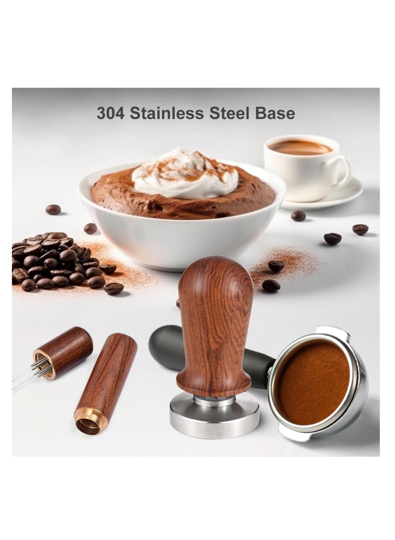 Excefore Espresso Hand Tamper 51mm,  2 Pack 304 Stainless Steel Espresso Tamper and Stirrer Set Coffee Calibrated Tamper with Excellent Quality Spring, Walnut Wood Espresso Machine Accessories - Image 4