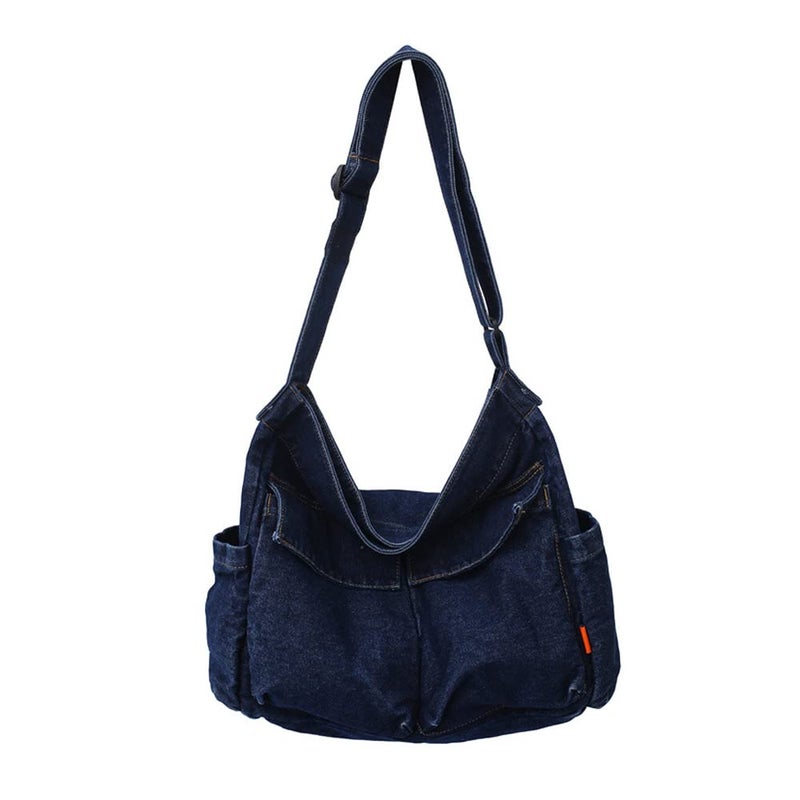 Denim Shoulder Bag Casual Style Lightweight Retro Travel Shopper Crossbody Handbag for Teen Girls Women - Image 2