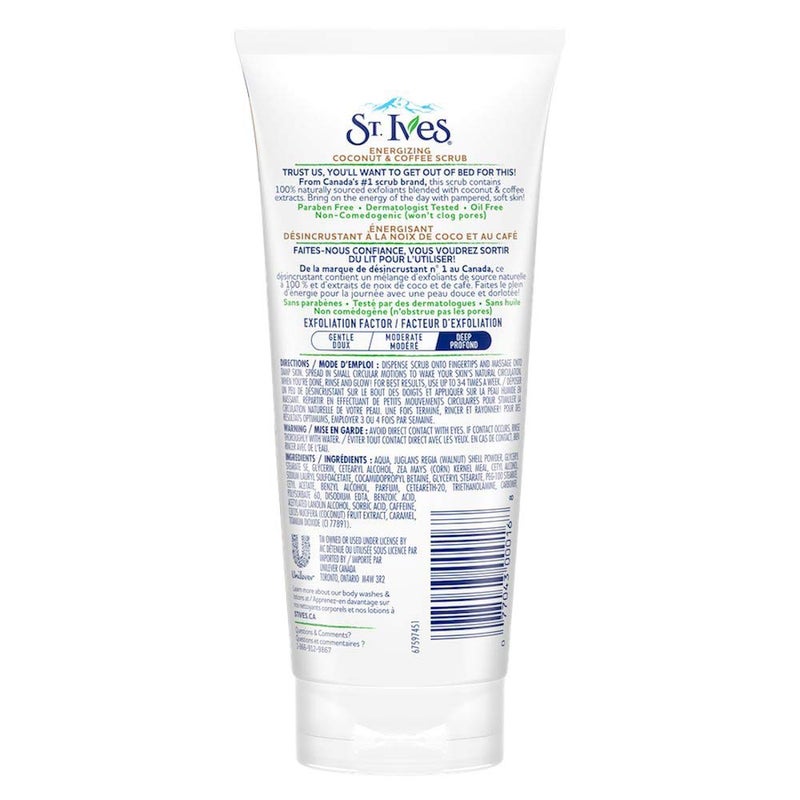 ST. Ives St Ives Energizing Face Scrub Coconut Coffee Deep Cleanser for Bright Skin Paraben Free Dermatologically Tested 170 gm - Image 3