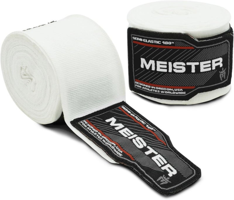 Meister Adult 180" Semi-Elastic Hand Wraps for MMA & Boxing (Pair) - Image 1