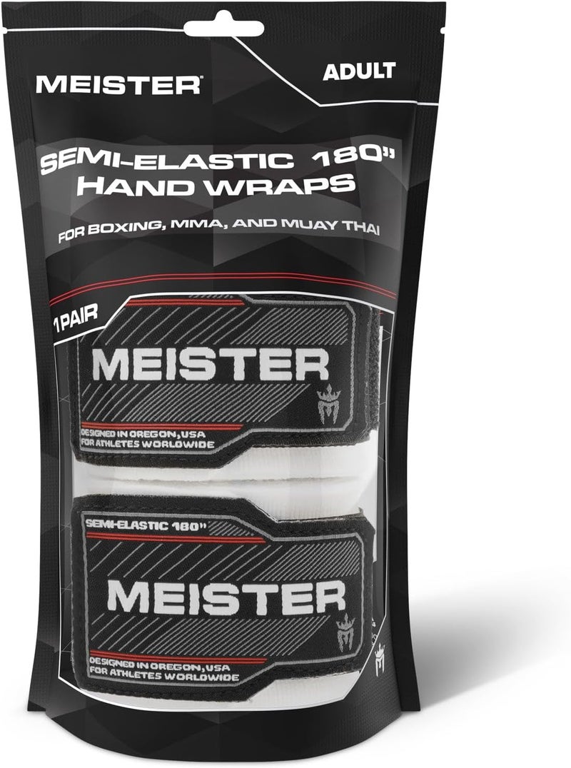 Meister Adult 180" Semi-Elastic Hand Wraps for MMA & Boxing (Pair) - Image 3
