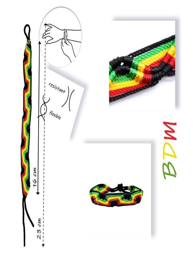 BDM Rastafari Elastic Bracelet with red, Green and Yellow Beads. BOD Marley, Rasta, Reggae and Hippie Bracelet. - Image 2