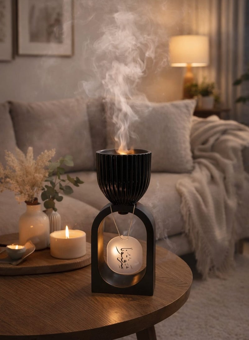 مبخرة حامل بخور انيقة وفاخرة لون اسود تصميم عصري - Image 1