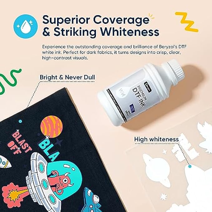 PREMIUM DTF INK 500ML X 6, DTF TRANSFER INK CONVERSION KIT, REFILL FOR DTF PRINTERS EPSON ET-8550, XP-15000, L1800, L805, R1390, R2400, DX7, HEAT TRANSFER PRINTING DIRECT TO FILM(CMYK + 2WH) - Image 3