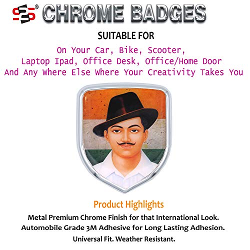 S2S Stylish 3D Chrome Sticker Emblem Badge Logo | Durable & Stylish Automotive Decoration | For Cars & Bikes (BHAGAT SINGH) - Image 5