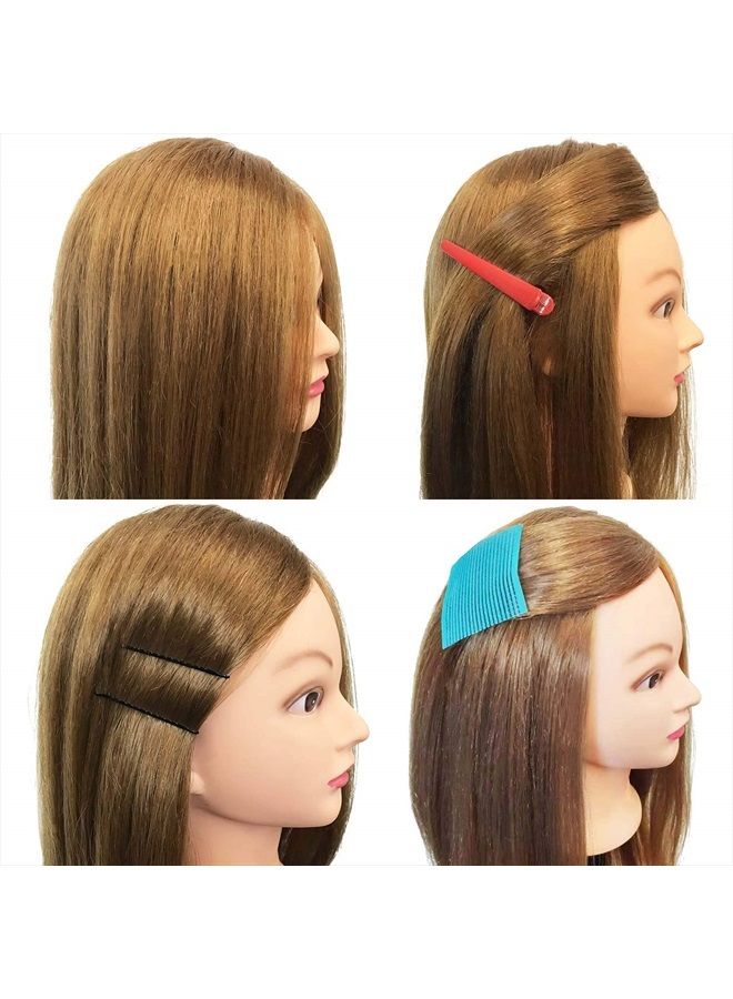 SILKY 26"-28" Long Hair Mannequin Head with 60% Real Hair, Hairdresser Practice Training Head Cosmetology Manikin Doll Head with 9 Tools and Clamp - #27 Golden, Makeup On - Image 3