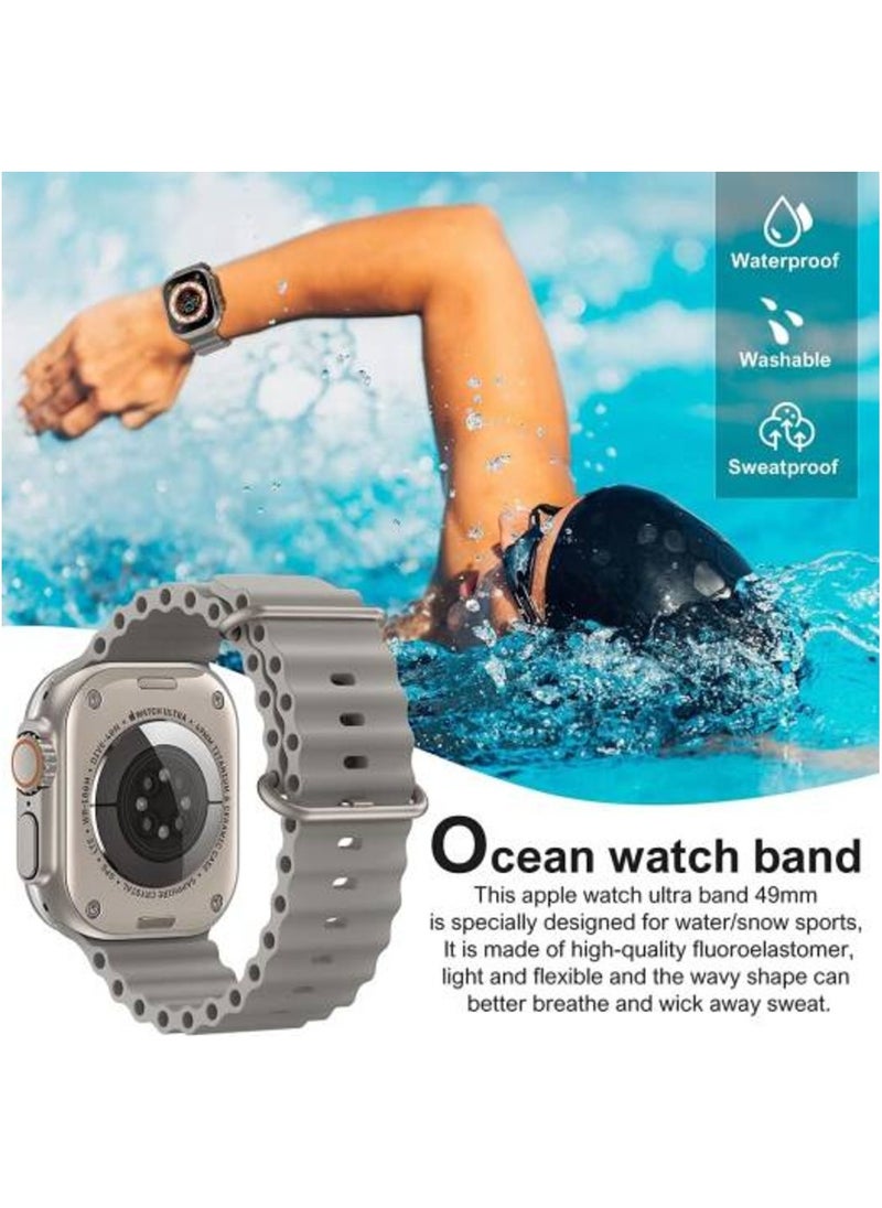 Generic - (Pack of 4) Ocean Watch Band Silicon Band for Apple Watch Ultra 1/2 49mm 46mm 45mm 44mm 42mm, Silicone Sport Strap Compatible with iwatch Series 10 9 8 7 6 5 4 3 2 1 SE - Image 1