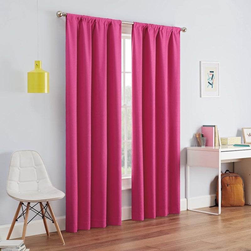 ECLIPSE Kendall Modern Blackout Thermal Rod Pocket Window Curtain for Bedroom or Living Room 1 Panel 42 X 54 Raspberry - Image 1