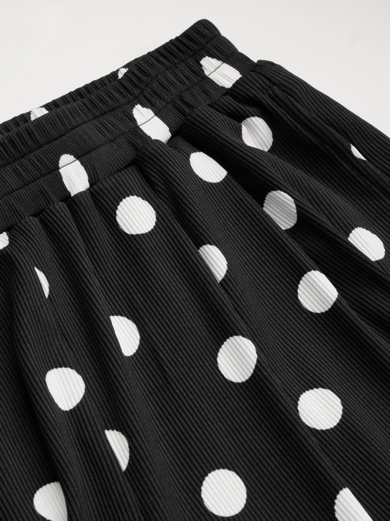 CIDER Polka Dot Palazzo Pants for Women Wide Leg Flowy Pants with Pockets Elastic Mid Waist Summer Beach Vacation Outfits - Image 3