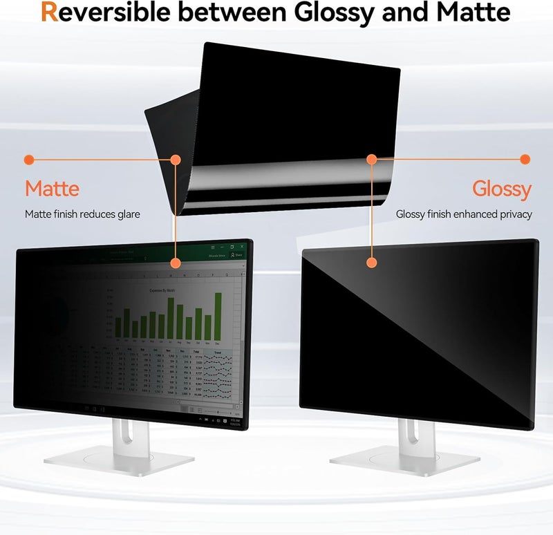 Mamol 27 Inch Computer Privacy Screen Filter 16:9 Aspect Ratio, Anti-Blue Light and Anti Glare Removable 27 in Privacy Screen Filter, for Computers/Desktops Privacy Protection Filter - Image 5