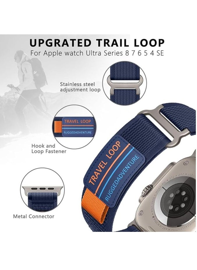 Modified Nylon Strap Compatible with Apple watch Series Ultra 2 | 9 | 8 Ultra | 8 | 7 | 6, 49/45/44/42 mm, Breathable Nylon Strap with Buckle adhesive closing