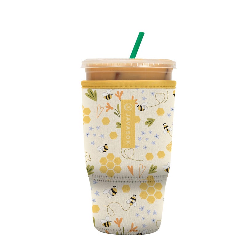 Sok It Java Sok Iced Coffee & Cold Soda Insulated Neoprene Cup Sleeve (Honeycomb Buzz  Large: 30-32oz) - Image 1