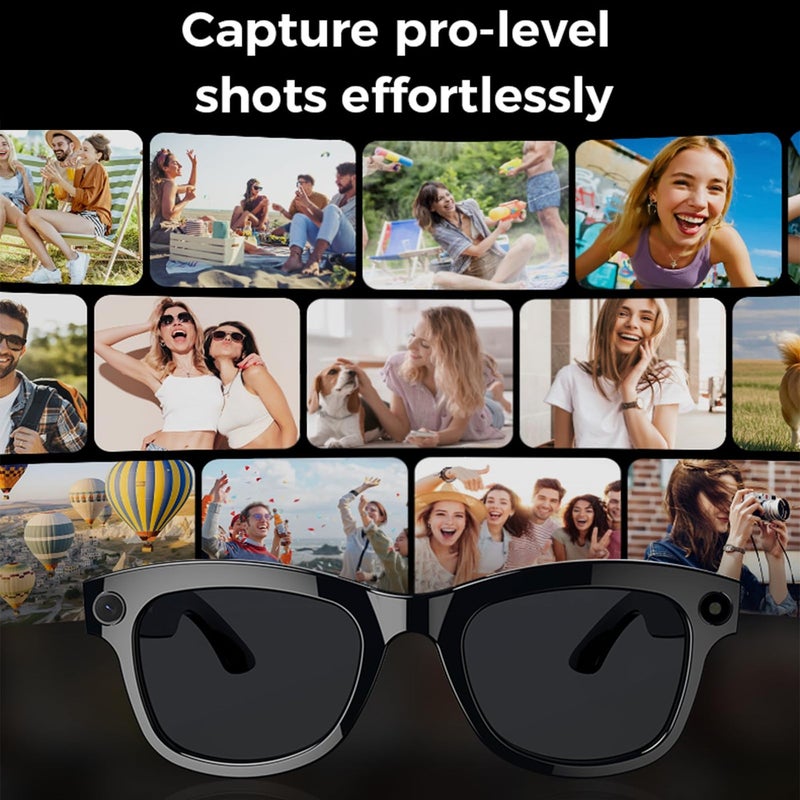 Smart Glasses with 8MP Camera Video Recording AI Translation Image Recognition WiFi Calling for Android iOS Black - Image 4