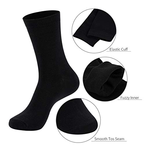 MAGIARTE Mens Dress Socks Soft Cotton Crew Socks Black Socks for Men 6-Pack (Black, M) - Image 2