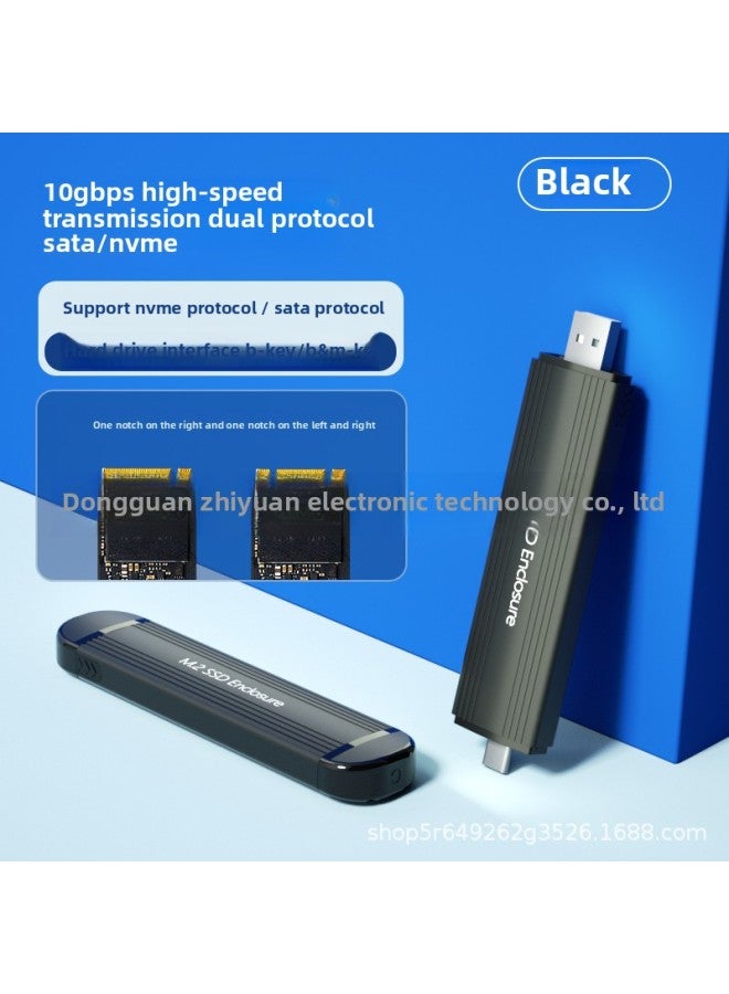 M2 Solid State Drive Box 3.2Nvme Thunderbolt 3 Typec Dual Interface Plug-In Ssdm.2 Mobile Hard Drive Box-Color:10gbps Dual Protocol*nvme/sata*direct Plug-in Dual Interface*black