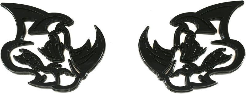 Chywcar 2Pcs 3D Rhino Emblems Car Badge - Glossy Black Decal for Cars, Trucks, SUVs, and Motorcycles - Image 1