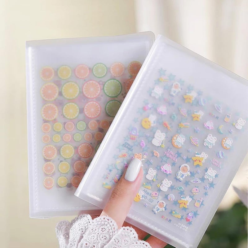 Fcozpjk 1Pcs 40 Slots Transparent Stickers Storage Book, Nail Sticker Organizer for Decals Collecting, Empty Display Book Collecting Holder Binder Case, Sticker Storage Album DIY Nail Art Tools - Image 5