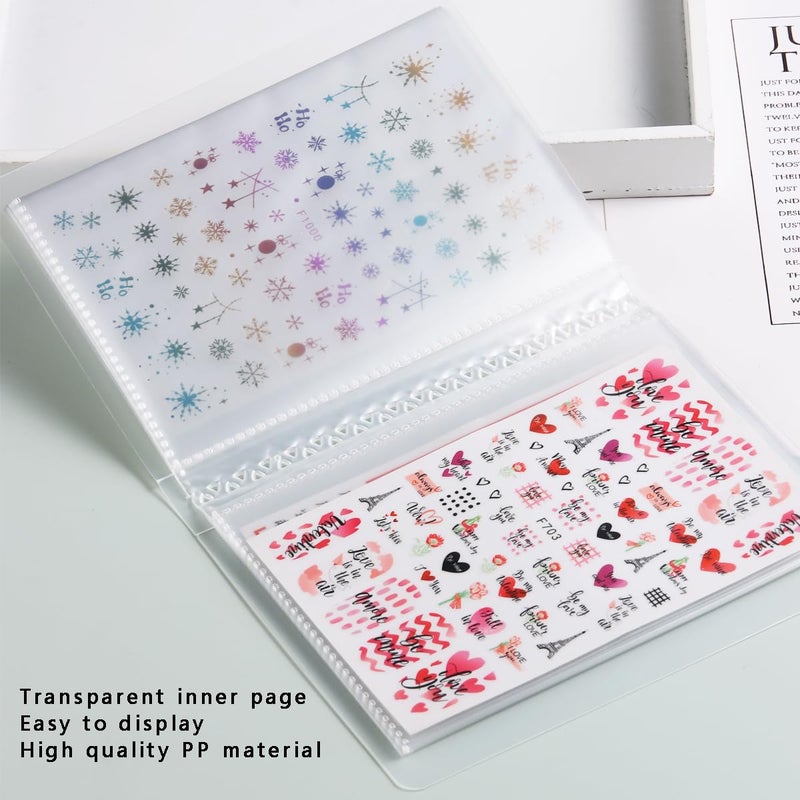 Fcozpjk 1Pcs 40 Slots Transparent Stickers Storage Book, Nail Sticker Organizer for Decals Collecting, Empty Display Book Collecting Holder Binder Case, Sticker Storage Album DIY Nail Art Tools - Image 3