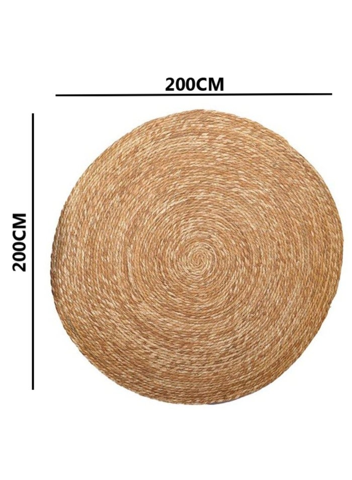 لينجوي سجادة مستديرة من الجوت سجادة أرضية سجادة بيج 200x200 سم - Image 5