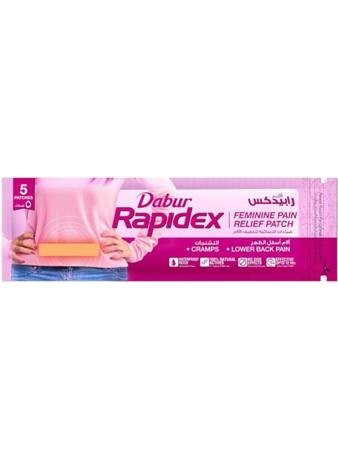 Dabur Dabur Rapidex Feminine Pain Relief Patch 5 Per Pouch | Fast Action & Long Lasting Relief | For Cramps, Lower Back Pain, Period Pain - Image 1