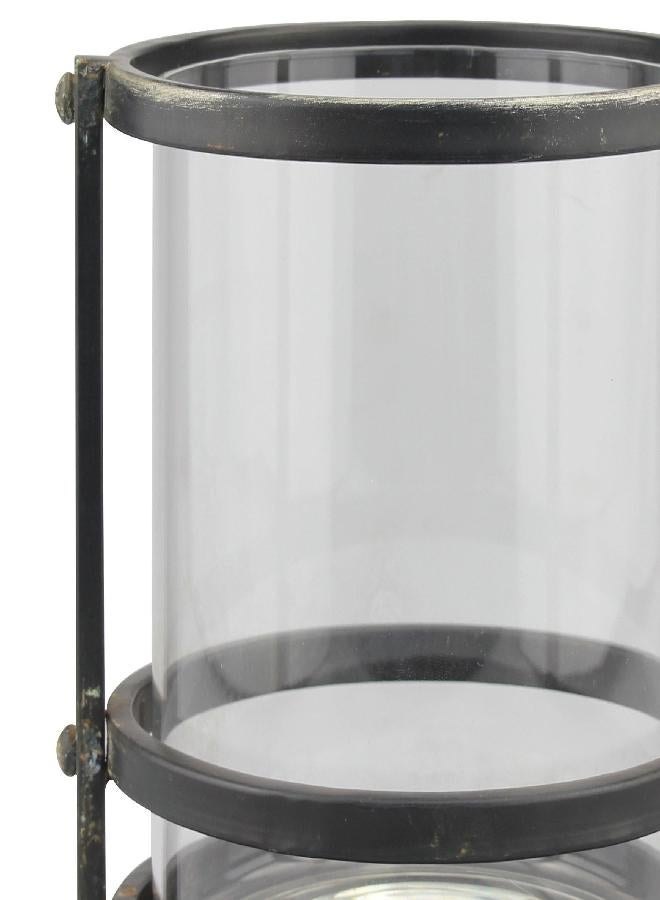 Stonebriar SB-5080B Worn White Wooden Beach House Candle Lantern with Rope Handle and Removable Glass Cylinder Hurricane, MEDIUM - Image 4