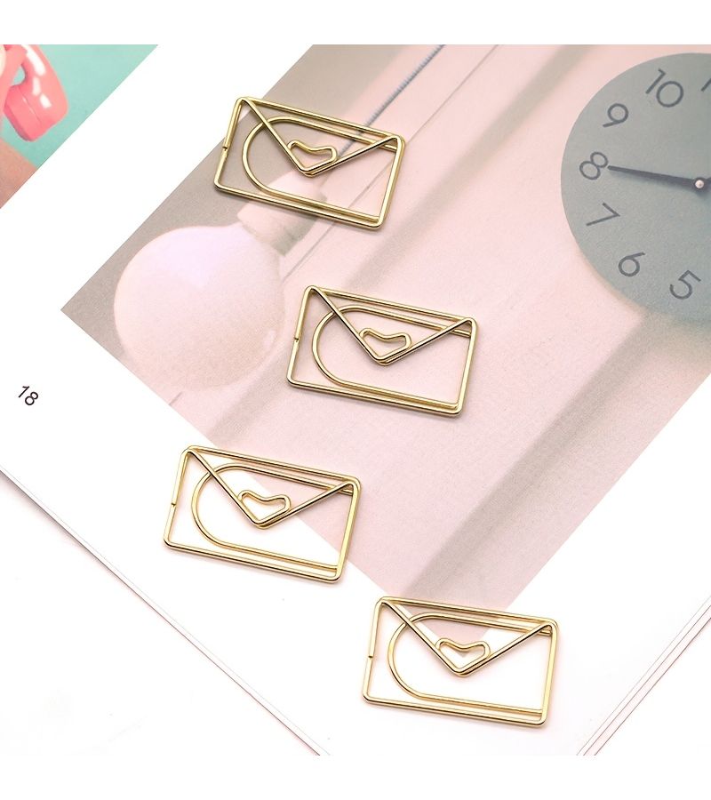 30 Envelope Shaped Paper Clips Metal Office File Data Classification Stationery Bookmarks Rose Golden - Image 5