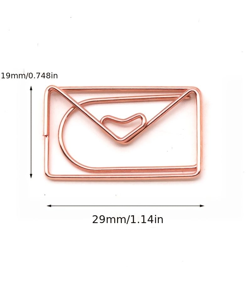 30 Envelope Shaped Paper Clips Metal Office File Data Classification Stationery Bookmarks Rose Golden - Image 4