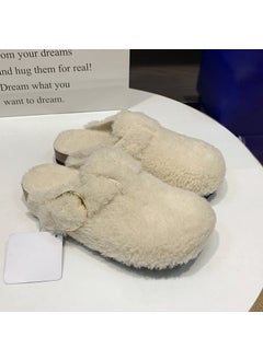 Boston Wool Birk Clogs Winter Slip-on Fuzzy Slippers White