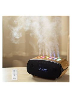 RGB Color Changing Music Sync Cool Mist Humidifier, Flame Diffuser Humidifier 500ML, Multifunctional Modern Clock with Alarm, Bluetooth speaker, Aroma Essential Oil Diffusers for Home Office Bedroom