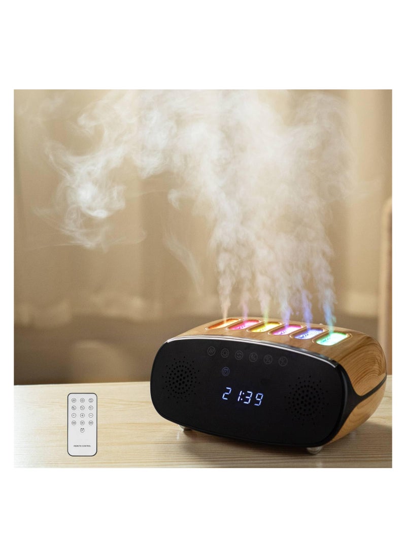 SYOSI - RGB Color Changing Music Sync Cool Mist Humidifier, Flame Diffuser Humidifier 500ML, Multifunctional Modern Clock with Alarm, Bluetooth speaker, Aroma Essential Oil Diffusers for Home Office Bedroom - Image 1