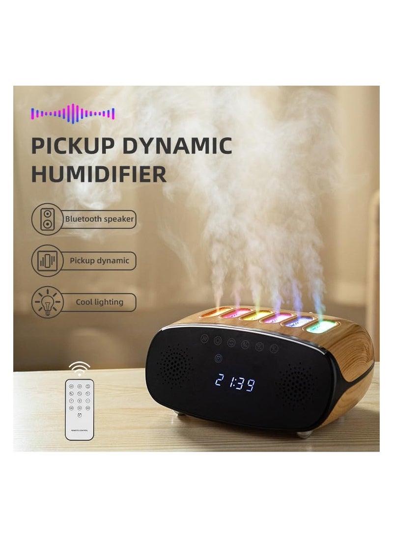 SYOSI - RGB Color Changing Music Sync Cool Mist Humidifier, Flame Diffuser Humidifier 500ML, Multifunctional Modern Clock with Alarm, Bluetooth speaker, Aroma Essential Oil Diffusers for Home Office Bedroom - Image 1