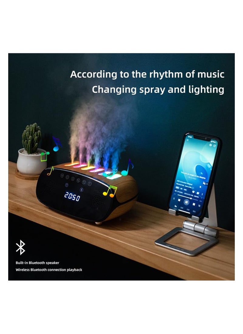 SYOSI - RGB Color Changing Music Sync Cool Mist Humidifier, Flame Diffuser Humidifier 500ML, Multifunctional Modern Clock with Alarm, Bluetooth speaker, Aroma Essential Oil Diffusers for Home Office Bedroom - Image 1
